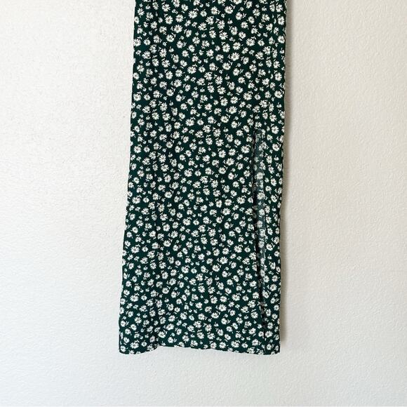 Reformation Dress Midi Crimini Green Floral Side Slit Adjustable Straps Size 0 - Picture 5 of 10